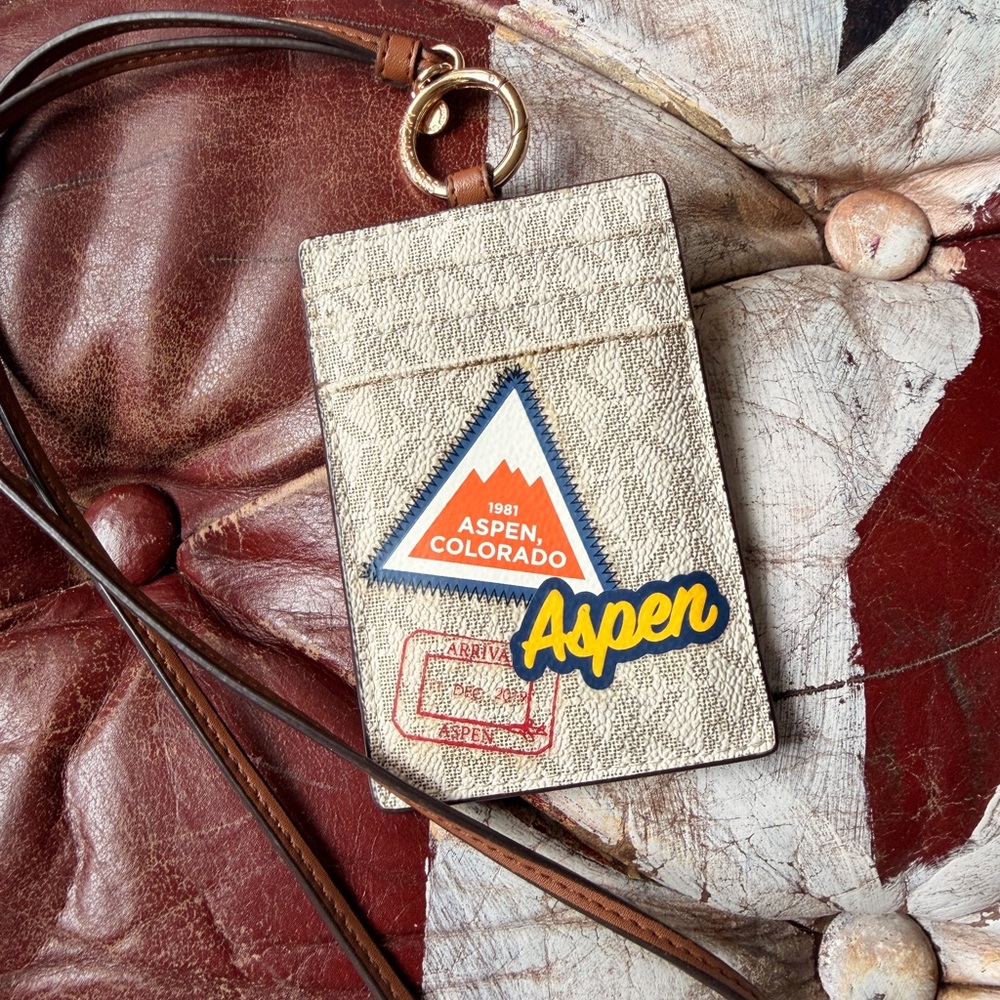 Michael Kors Tan Leather ID Holder with Cream Window